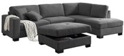 Καναπές με Σκαμπό DORNO Ε9414,2 308x207/98xH91cm, 98x98x48cm Anthracite