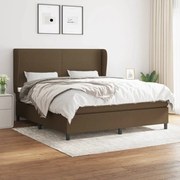 Κρεβάτι Boxspring με Στρώμα Σκούρο Καφέ 180x200 εκ Υφασμάτινο - Καφέ