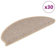 vidaXL Πατάκια Σκάλας Αυτοκόλλητα 30τεμ. Όψη Σιζάλ Αν. Μπεζ 65x21x4εκ.