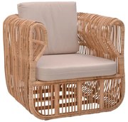 Καρέκλα - Πολυθρόνα Fajole rattan pe σε φυσική απόχρωση με μπεζ μαξιλάρι 86x86x66 εκ. 86x86x66 εκ.