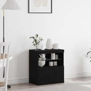 vidaXL Μπουφές με LED Φώτα Μαύρο Δρυς 60x37x67 εκ.