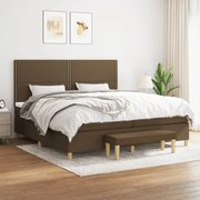 Κρεβάτι Boxspring με Στρώμα Σκούρο Καφέ 200x200 εκ. Υφασμάτινο - Καφέ