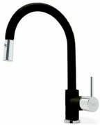 Armando Vicario Fluo 18780 Granite Nero Ψηλή Μπαταρία Κουζίνας  Με αποσπώμενο Περιστρεφόμενο Ρουξούνι και Συρόμενο Ντους