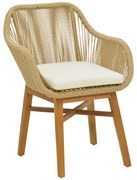 Intrahome Πολυθρόνα Kalie Intrahome teak ξύλο και pe σχοινί σε φυσική-μπεζ απόχρωση με μαξιλάρι 60x61x80εκ | SKU: INTRAPA-454111122