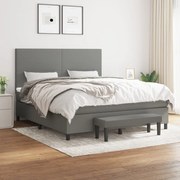 vidaXL Κρεβάτι Boxspring με Στρώμα Σκούρο Γκρι 160x200 εκ Υφασμάτινο