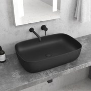 KARAG MILOS LT2143 Νιπτήρας Επικαθήμενος Μαύρος Ματ 60x39x14,5cm