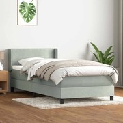 Box Spring κρεβάτι με στρώμα ανοιχτό γκρι 90x220 εκ. Βελούδινο