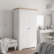 Ντουλάπα BODO Λευκή/Καφέ 99x53,5x173 εκ. Μασίφ Ξύλο Πεύκου 355060