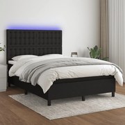 ΚΡΕΒΑΤΙ BOXSPRING ΜΕ ΣΤΡΩΜΑ &amp; LED ΜΑΥΡΟ 140X200 ΕΚ. ΥΦΑΣΜΑΤΙΝΟ 3135199