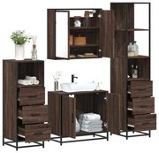 vidaXL Σετ Επίπλων Μπάνιου 4 Τεμαχίων Καφέ Δρυς από Επεξεργασμένο Ξύλο