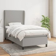 Κρεβάτι Boxspring με Στρώμα Ανοιχτό Γκρι 90x190 εκ. Υφασμάτινο - Γκρι