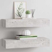 vidaXL Ράφια Τοίχου Συρτάρια 2 τεμ. Γκρι Σκυρ. 60x23,5x10 εκ από MDF