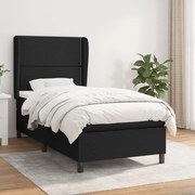 vidaXL Κρεβάτι Boxspring με Στρώμα Μαύρο 90x200 εκ. Υφασμάτινο