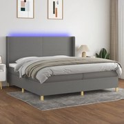 ΚΡΕΒΑΤΙ BOXSPRING ΜΕ ΣΤΡΩΜΑ &amp; LED ΣΚ.ΓΚΡΙ 200X200ΕΚ. ΥΦΑΣΜΑΤΙΝΟ 3138742