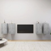 vidaXL Έπιπλα Τηλεόρασης 4 τεμ. Γκρι Σκυρ. 30,5x30x60 εκ. Μοριοσανίδα