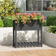 vidaXL Ζαρντινιέρα με Ράφι Γκρι 82,5x34,5x81 εκ. Μασίφ Ξύλο Πεύκου