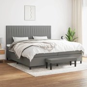 Κρεβάτι Boxspring με Στρώμα Σκούρο Γκρι 200x200 εκ. Υφασμάτινο