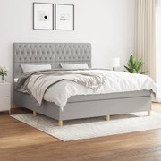 Κρεβάτι Boxspring με Στρώμα Ανοιχτό Γκρι 180x200 εκ. Υφασμάτινο - Γκρι