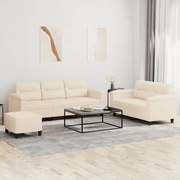 vidaXL Σετ Σαλονιού 3 Τεμαχίων Μπεζ από Ύφασμα Μικροϊνών με Μαξιλάρια