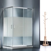 STARLET Corner Entry Καμπίνα Ασύμμετρη Γωνιακής εισόδου με 2 σταθερά &amp; 2 συρόμενα φύλλα με ρίγες CHROME 120x80 Υ180εκ
