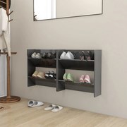 vidaXL Παπουτσοθήκες Τοίχου 2 τεμ. Γυαλ. Γκρι 60x18x60εκ. Μοριοσανίδα