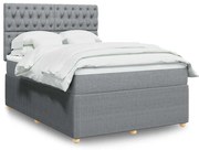 vidaXL Κρεβάτι Boxspring με Στρώμα Ανοιχτό Γκρι 140x190 εκ. Υφασμάτινο