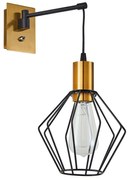 Φωτιστικό Τοίχου - Απλίκα Adept 77-8357 20x30x38cm 1xE27 60W Black-Gold Homelighting