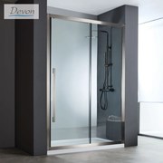 DEVON Noxx Slider 1+1 Πόρτα ντουζιέρας με 1 σταθερό &amp; 1 συρόμενο φύλλο BRUSHED BLACK 157-159εκ Y200εκ &amp; 2Προφίλ Προ/σης x6εκ