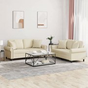 vidaXL Πολυθρόνες Σετ 2 Τεμαχίων Κρεμ Συνθετικό Δέρμα με Μαξιλάρια