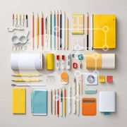 Intra Συλλεκτικό Ξύλινο Παζλ Plywood  4mm - Πολύχρωμη διάταξη ειδών γραφείου Σε Ξύλινο Κουτί - Διαστάσεις: 10x10 cm – 25 κομμάτια