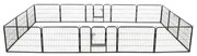 vidaXL Πάρκο Σκύλου με 16 Πάνελ Μαύρο 60 x 80 εκ. Ατσάλινο