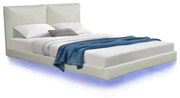 Κρεβάτι διπλό Jessie pakoworld floating style με led-PU εκρού 160x200εκ