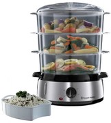 Ατμομάγειρας Russell Hobbs 19270-56, 800W, 3 επίπεδα, 9 λίτρα, Χρονοδιακόπτης 60 λεπτά, Ανοξείδωτο ατσάλι
