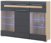 Μπουφές με Γυαλί AMARYN Artizan Oak/Grafite 150x40x114cm