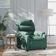 vidaXL Πολυθρόνα Μασάζ Ανακλινόμενη Σκούρο Πράσινο Υφασμάτινη