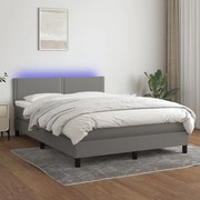 ΚΡΕΒΑΤΙ BOXSPRING ΜΕ ΣΤΡΩΜΑ &amp; LED ΣΚ.ΓΚΡΙ 140X200 ΕΚ ΥΦΑΣΜΑΤΙΝΟ 3133078