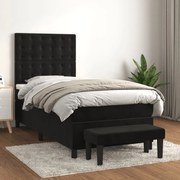 Κρεβάτι Boxspring με Στρώμα Μαύρο 100x200 εκ. Βελούδινο