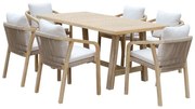 Τραπεζαρία Malibu 228-000015 (Σετ 7τμχ) 170x90x75,5cm Natural-Beige Six Seater