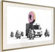 Αφίσα - Banksy: Donuts (Strawberry) - 60x40 - Χρυσό - Με πασπαρτού