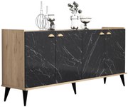ΜΠΟΥΦΕΣ ΜΕΛΑΜΙΝΗΣ HM9045.01 NATURAL WOOD - ΜΑΥΡΟ ΜΑΡΜΑΡΟ 180x41x77,8Y εκ.