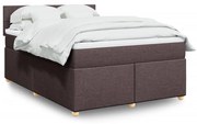 Κρεβάτι Boxspring με Στρώμα Σκούρο Καφέ 140x200 εκ Υφασμάτινο - Καφέ