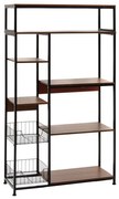 Ραφιέρα Επιδαπέδια Leena Μέταλλο dark oak-Μαύρο 80x30x142εκ 072-000060 Pakoworld-072-000060-Μαύρο 072-000060