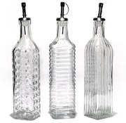 Φιάλη Λαδιού/Ξυδιού Διάφανο Γυαλί 500ml Σε 3 Σχέδια
