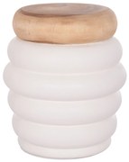 ΤΡΑΠΕΖΙ ΒΟΗΘΗΤΙΚΟ PUFFAT HM18172.02 FIBER CEMENT ΛΕΥΚΟ- ΞΥΛΟ TEAK TOP Φ45x46Υεκ.