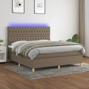 ΚΡΕΒΑΤΙ BOXSPRING ΜΕ ΣΤΡΩΜΑ &amp; LED TAUPE 160X200 ΕΚ. ΥΦΑΣΜΑΤΙΝΟ 3135689