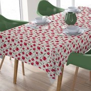 Τραπεζομάντηλο Εμπριμέ Polycotton Αλέκιαστο 140x180εκ. Cherry 456 White-Red DimCol