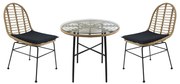Σετ Τραπεζαρία Κήπου ArteLibre APPIUS Φυσικό/Μαύρο Μέταλλο/Rattan/Γυαλί Με 2 Καρέκλες 14990323