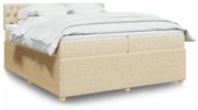 Κρεβάτι Boxspring με Στρώμα Κρεμ 200x200 εκ. Υφασμάτινο - Κρεμ