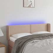 vidaXL Κεφαλάρι Κρεβατιού LED Καπουτσίνο 147x16x78/88εκ. Συνθετ. Δέρμα