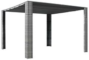 vidaXL Κιόσκι με Οροφή Γκρι/Ανθρακί 300x300x220 εκ. Συνθετικό Ρατάν